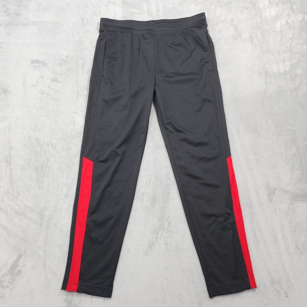 Athletic Works Pants Mens L Black DriWorks Knit Track Red Stripe Jogger Gym